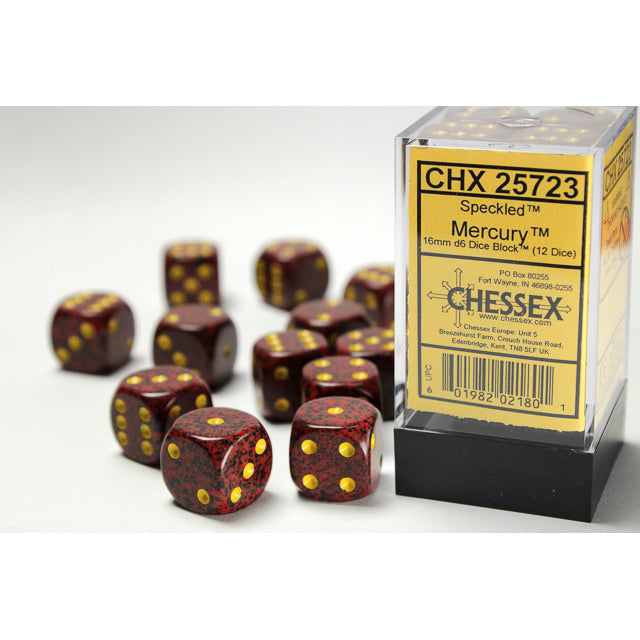 CHX 25723 Speckled Mercury 16mm d6 Dice Block (12 dice)