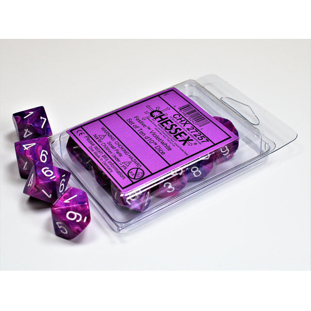 CHX 27257 Festive Violet/white Set of Ten d10s