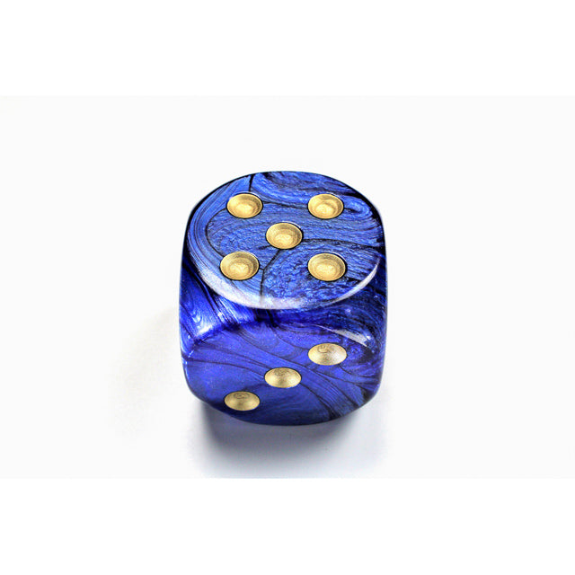 CHX DC5006 Scarab Royal Blue/gold 50mm d6 dice w/pips