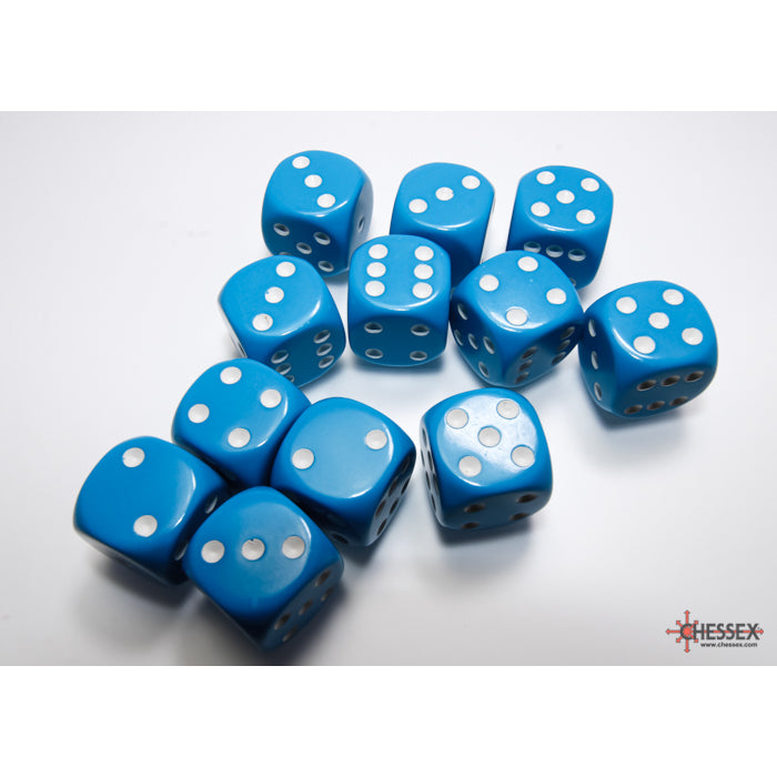 CHX 25616 Opaque Light Blue/white 16mm d6 Dice Block (12 dice)