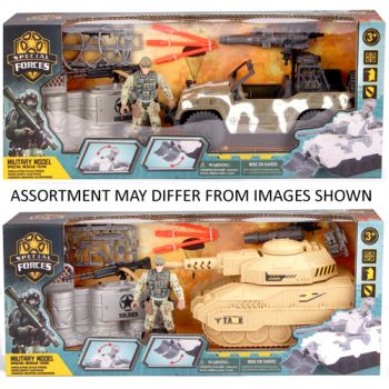 Military Vehicles & Figures with Accessories Small assorted ( was RRP $19.99 )