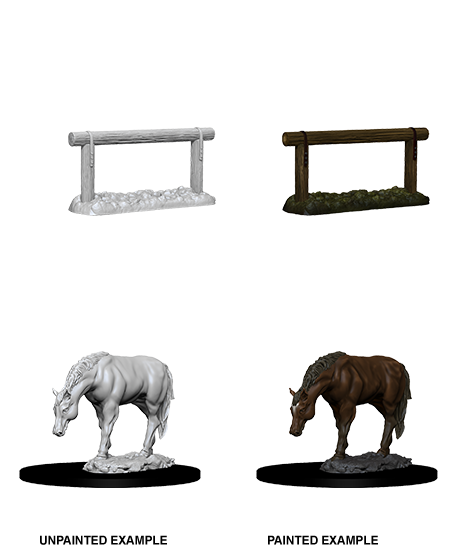 WizKids Deep Cuts Unpainted Miniatures Horse & Hitch
