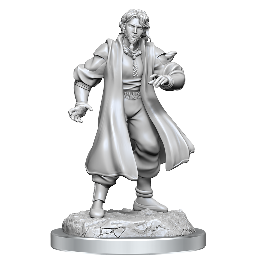 Critical Role Unpainted Miniatures Male Human Sorcerer Merchant & Tiger Demon