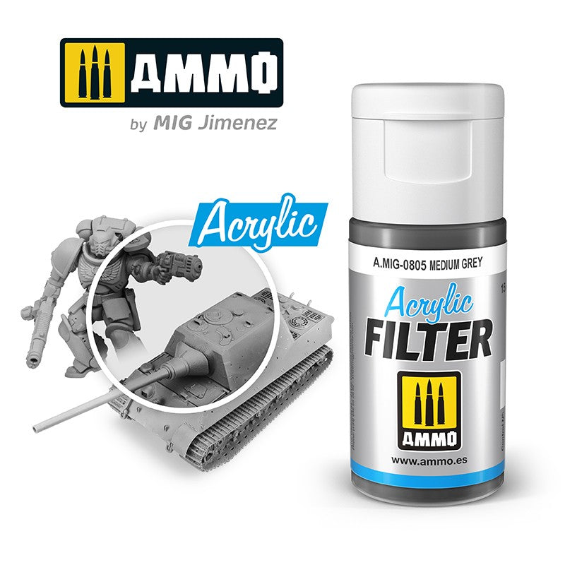 Ammo by MIG - Acrylic Filter - Medium Grey