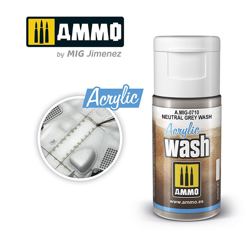 Ammo by MIG - Acrylic Washes - Neutral Grey Wash 15ml