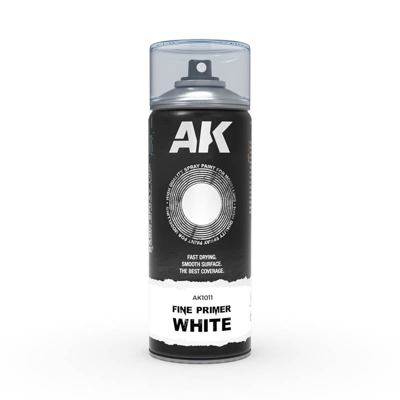 Ak Interactive - Aerosol Spray Primer - Fine Primer White - Spray 400ml (Includes 2 Nozzles)