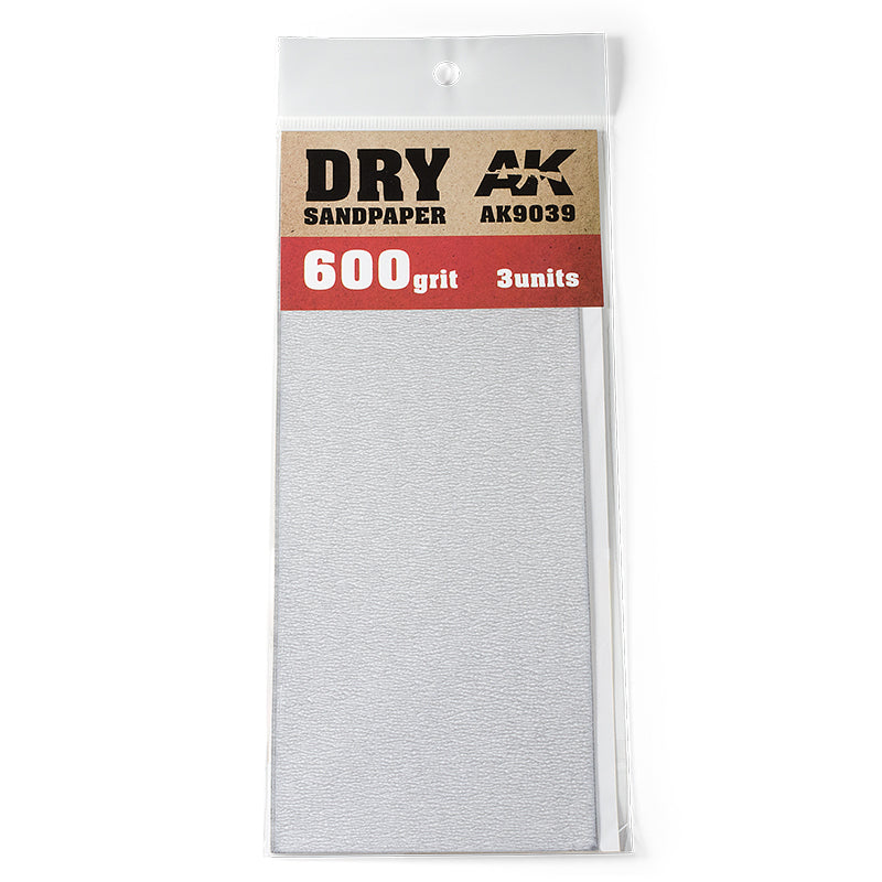 Ak Interactive - Tools - Dry Sandpaper 600 grit. 3 Units