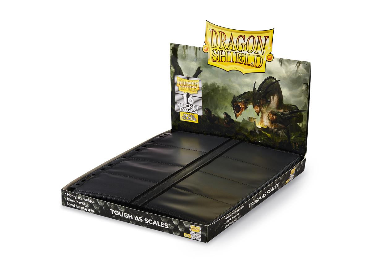 Dragon Shield: Non-Glare Binder Pages – 16-Pocket Display – Black