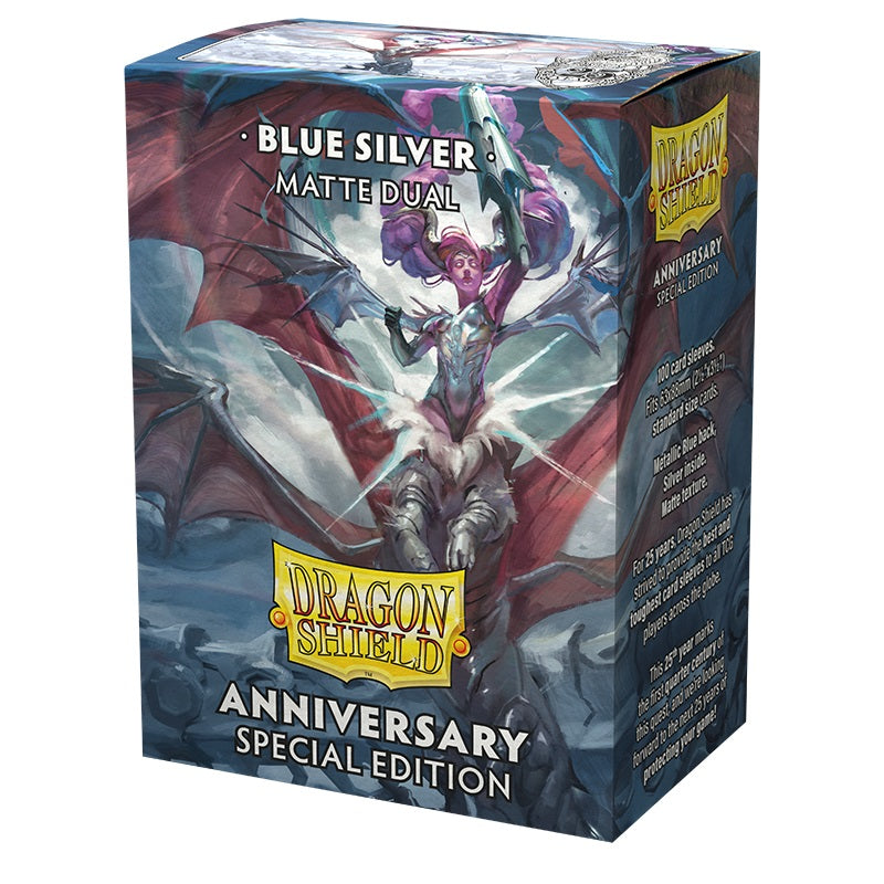 Dragon Shield: Sleeves – Matte Dual – Anniversary Special Edition: Cobalt & Silver