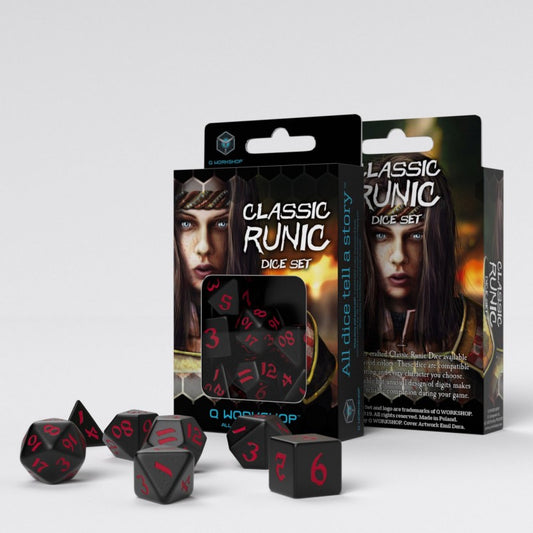 Q Workshop - Runic Black & Red Dice Set 7