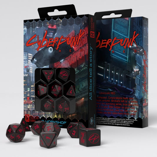 Q Workshop - Cyberpunk Red Rpg Dice Set: Blood Over Chrome