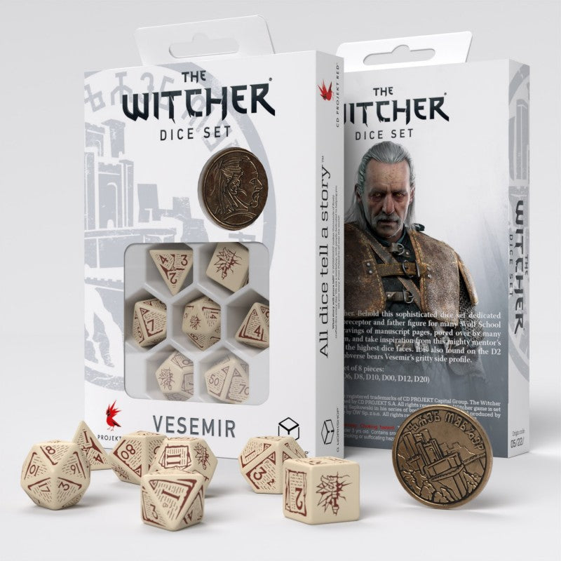 Q Workshop - The Witcher Dice Set Vesemir - The Old Wolf Dice Set 7 With Coin