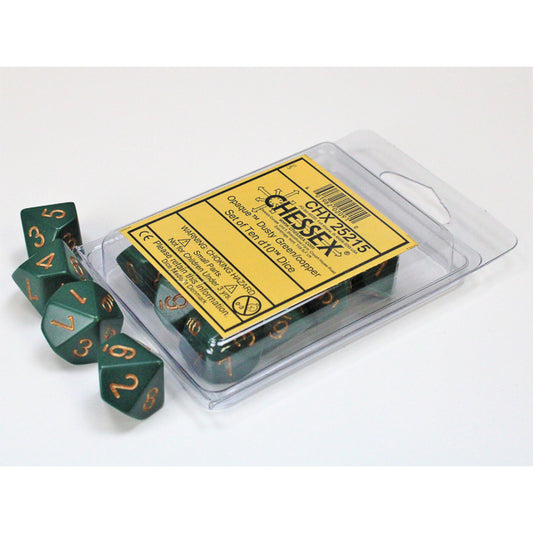 CHX 25215 Opaque Dusty Green/copper Set of Ten d10s