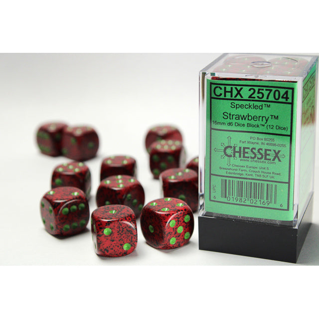 CHX 25704 Speckled Strawberry 16mm d6 Dice Block (12 dice)