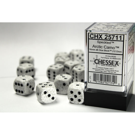 CHX 25711 Speckled Arctic Camo 16mm d6 Dice Block (12 dice)