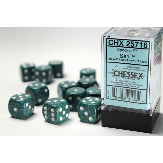 CHX 25716 Speckled Sea 16mm d6 Dice Block (12 dice)