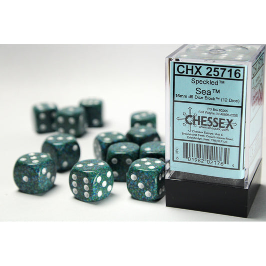 CHX 25716 Speckled Sea 16mm d6 Dice Block (12 dice)