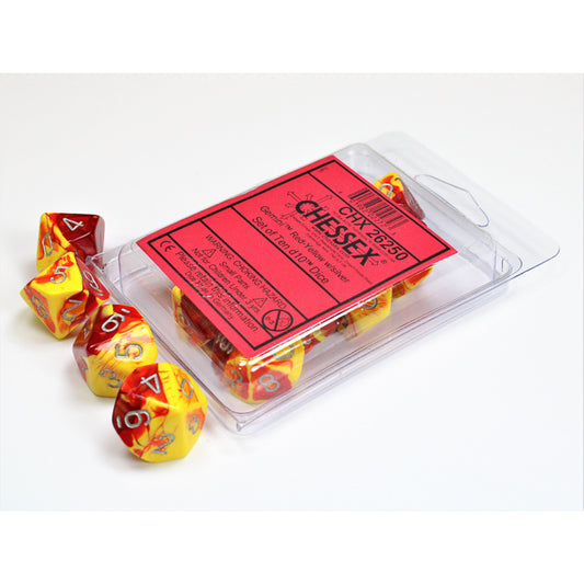 CHX 26250 Gemini Red-Yellow/silver Set of Ten d10s