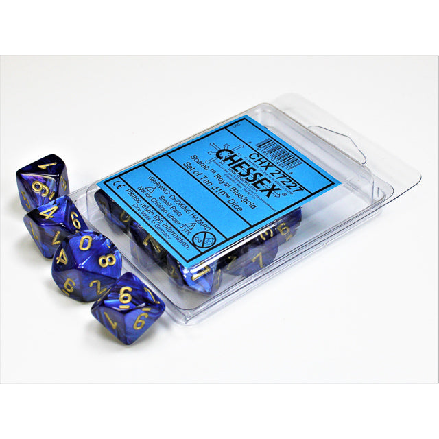 CHX 27227 Scarab Royal Blue/gold Set of Ten d10s