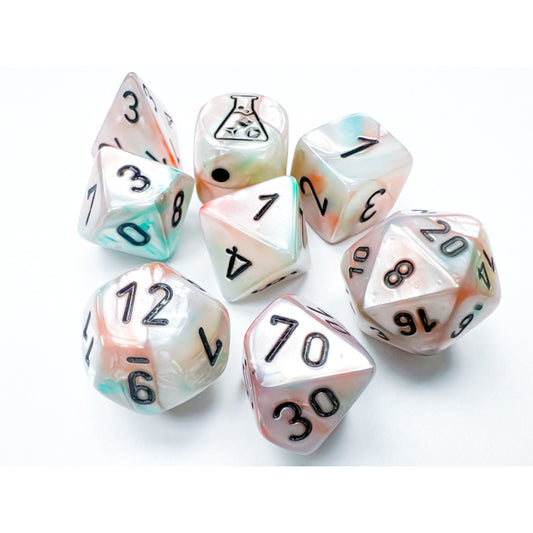 CHX 30056 Lustrous Sea Shell/black Luminary Polyhedral 7-Dice Set (with bonus die)