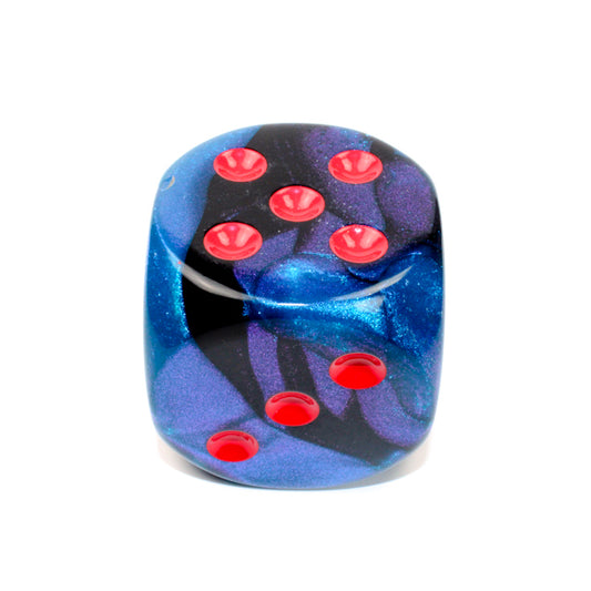 CHX DG5058 Gemini Black-Starlight/red 50mm d6 dice w/pips