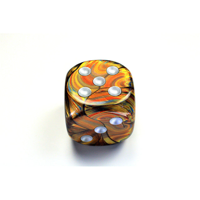 CHX DL5093 Lustrous Gold/silver 50mm d6 dice w/pips