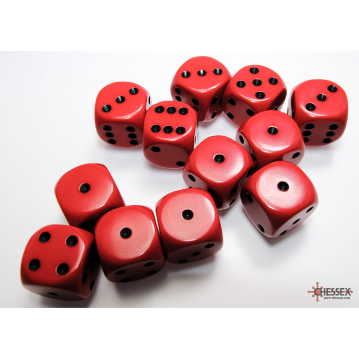CHX 25614 Opaque Red/black 16mm d6 Dice Block (12 dice)