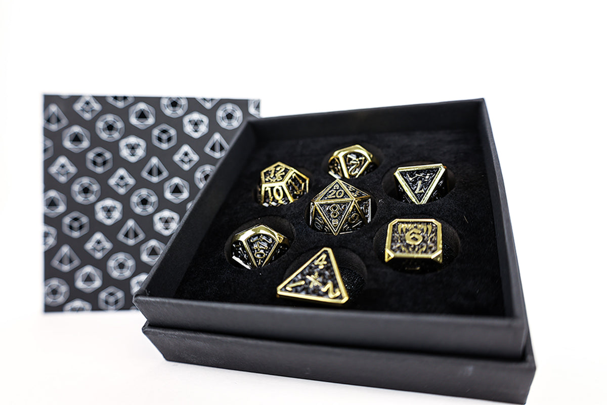 LPG Dice RPG Set Draco Bright Black/Gold