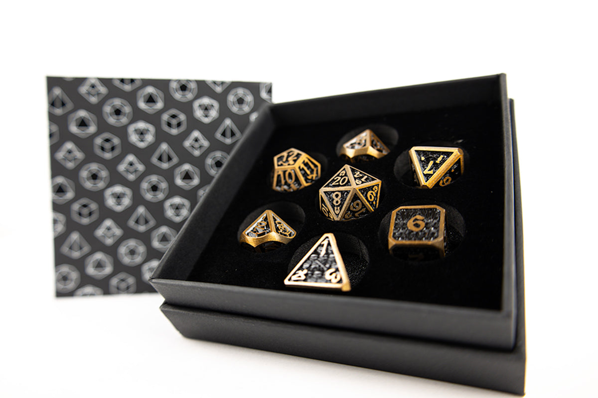 LPG Dice RPG Set Draco Dark Black/Gold