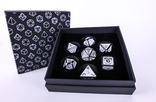 LPG Dice RPG Set Draco Dark Light Blue/Silver