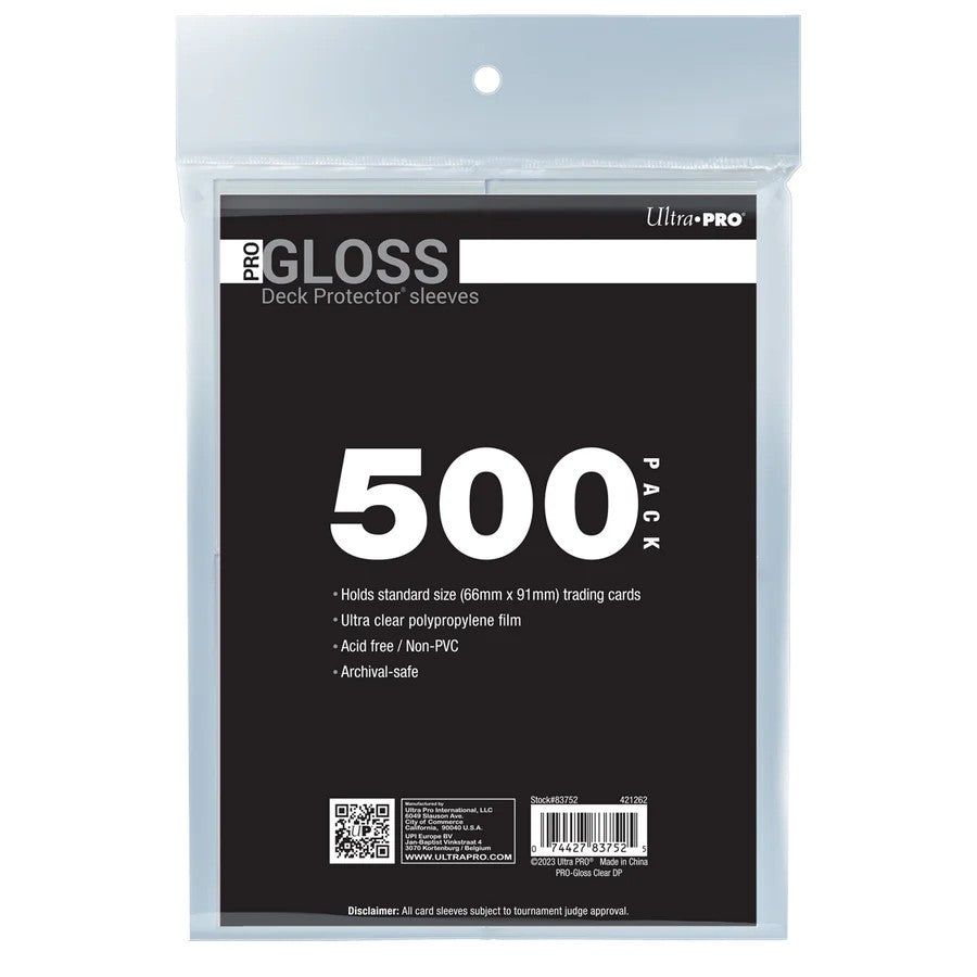 Ultra Pro: UP83752 PRO-Gloss Standard Deck Protector Sleeves 500ct Bundle - Clear