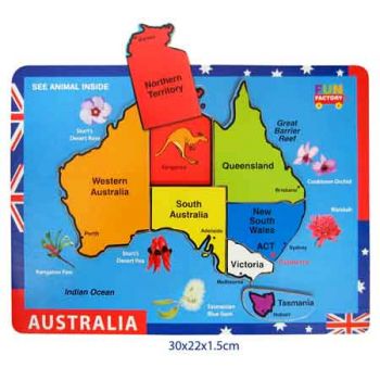 Fun Factory Wooden Puzzle Raised -  Australian Map