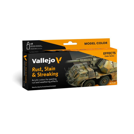 Vallejo - Model Colour - Rust; Stain & Streaking By Scratchmod Effects 8 Colour Set