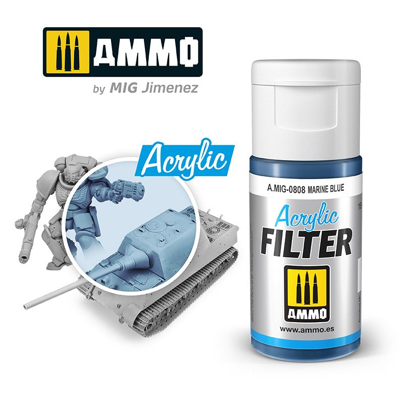 Ammo by MIG -  Acrylic Filter - Marine Blue