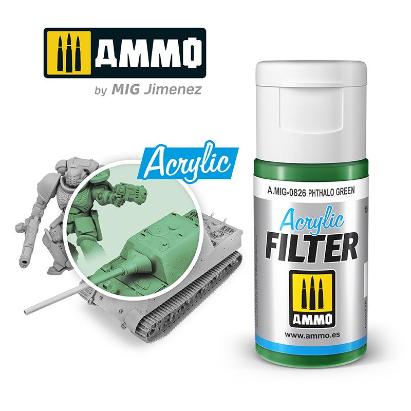 Ammo by MIG -  Acrylic Filter - Phthalo Green