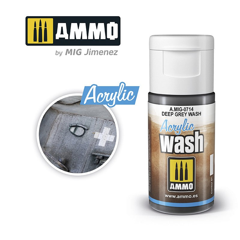 Ammo by MIG -  Acrylic Washes - Deep Grey Wash 15ml