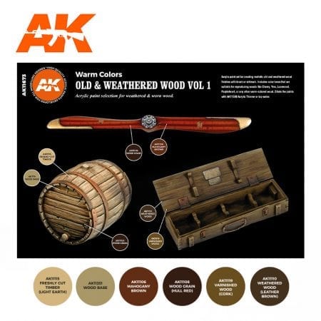 AK Interactive - 3 Gen Sets - Old & Weathered Wood Volume 1