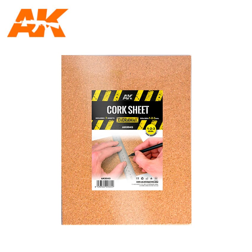 AK Interactive - Building Materials - Cork Sheets Fine Grained 200x300x1-2-3mm