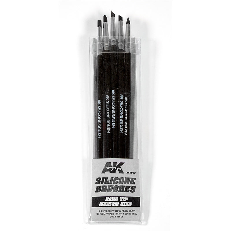 Ak Interactive - Tools  - Set Of 5 Silicone Brushes Hard Tip Medium