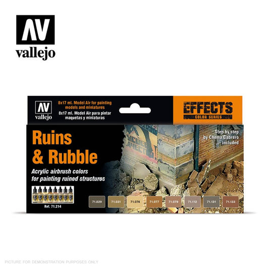 Vallejo - Model Air - Ruins & Rubble 8 Colour Acrylic Paint Set