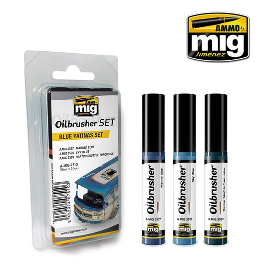 Ammo by MIG -  Oilbrushers - Blue Patinas Set