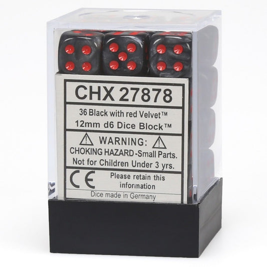 CHX 27878 Velvet 12mm d6 Black/Red Block (36)