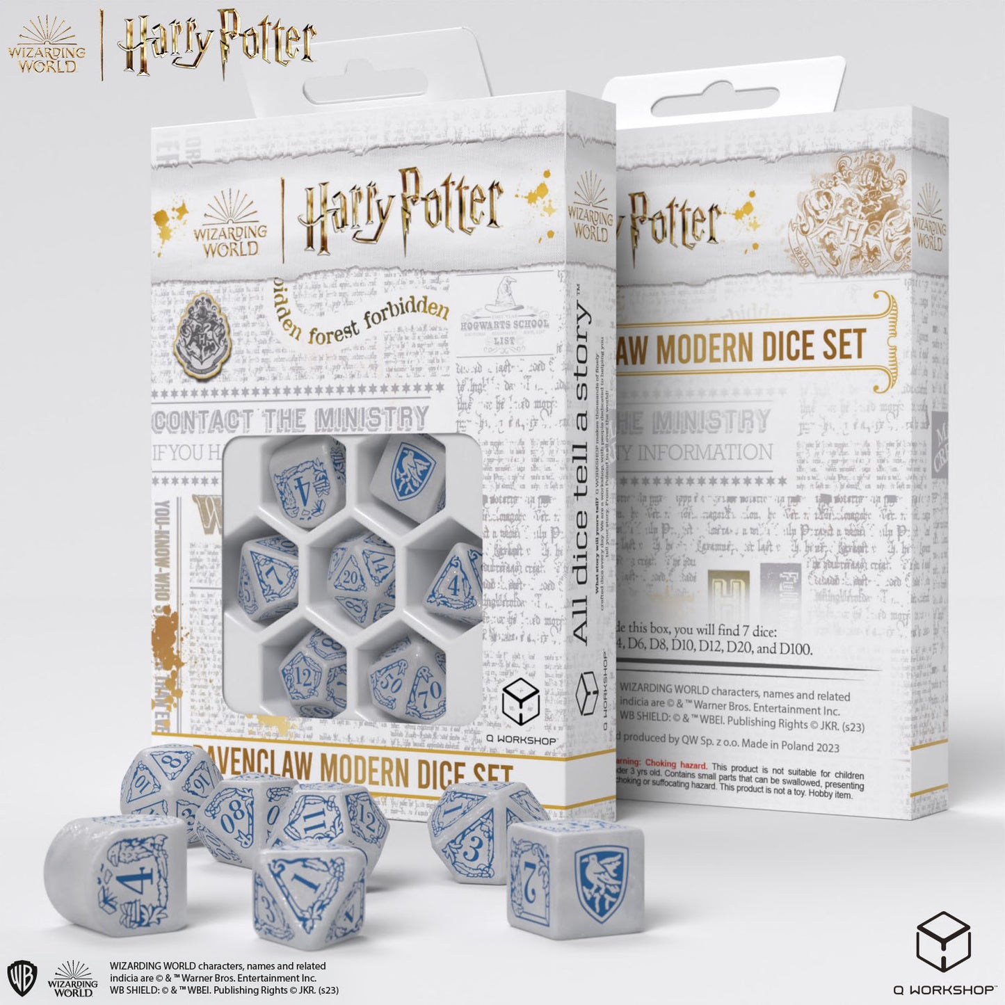 Q Workshop - Harry Potter Modern Dice Set - Ravenclaw - White Dice Set 7